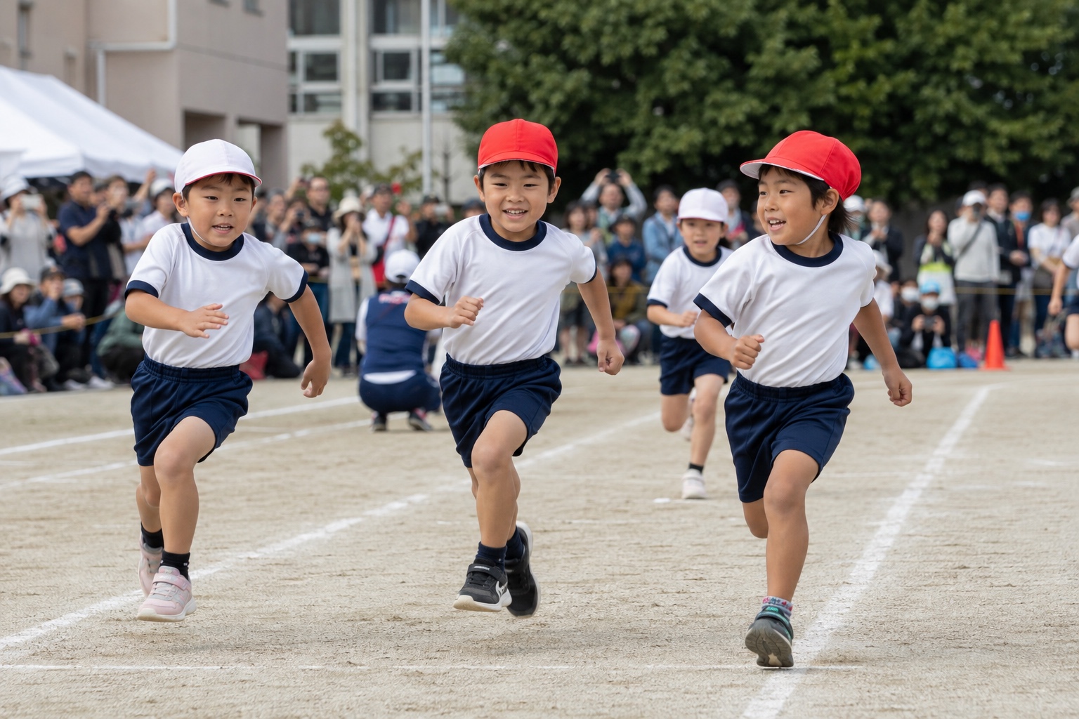 「学校行事で元気に走る子どもたち」